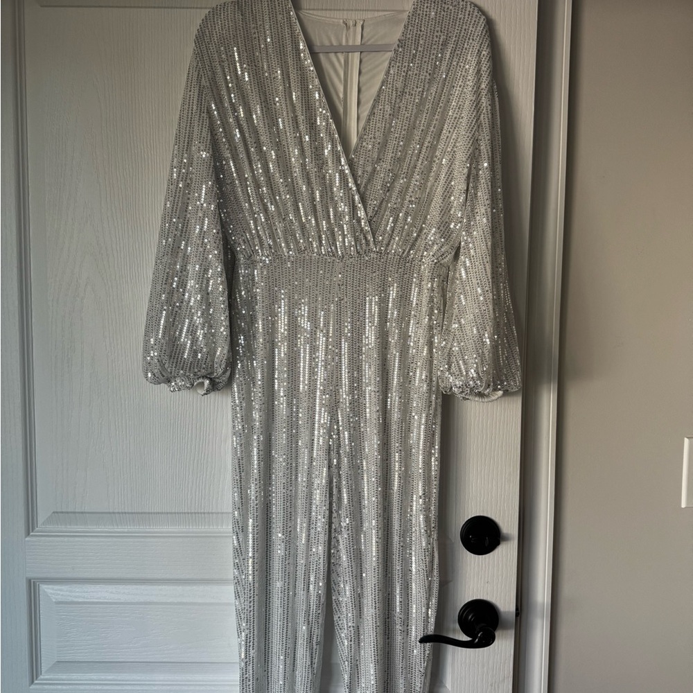 Source Unknown Shimmering Silver Jumpsuit